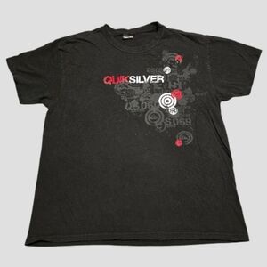 Vintage Quiksilver T-shirt Men's Large Black Skater Surfer Y2k Coastal Classic